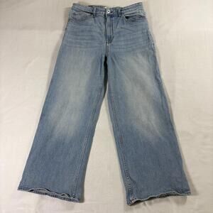 H&M Wide Leg Jeans High Rise Light Wash Tag 10 Fits Like 30X26 Baggy Denim
